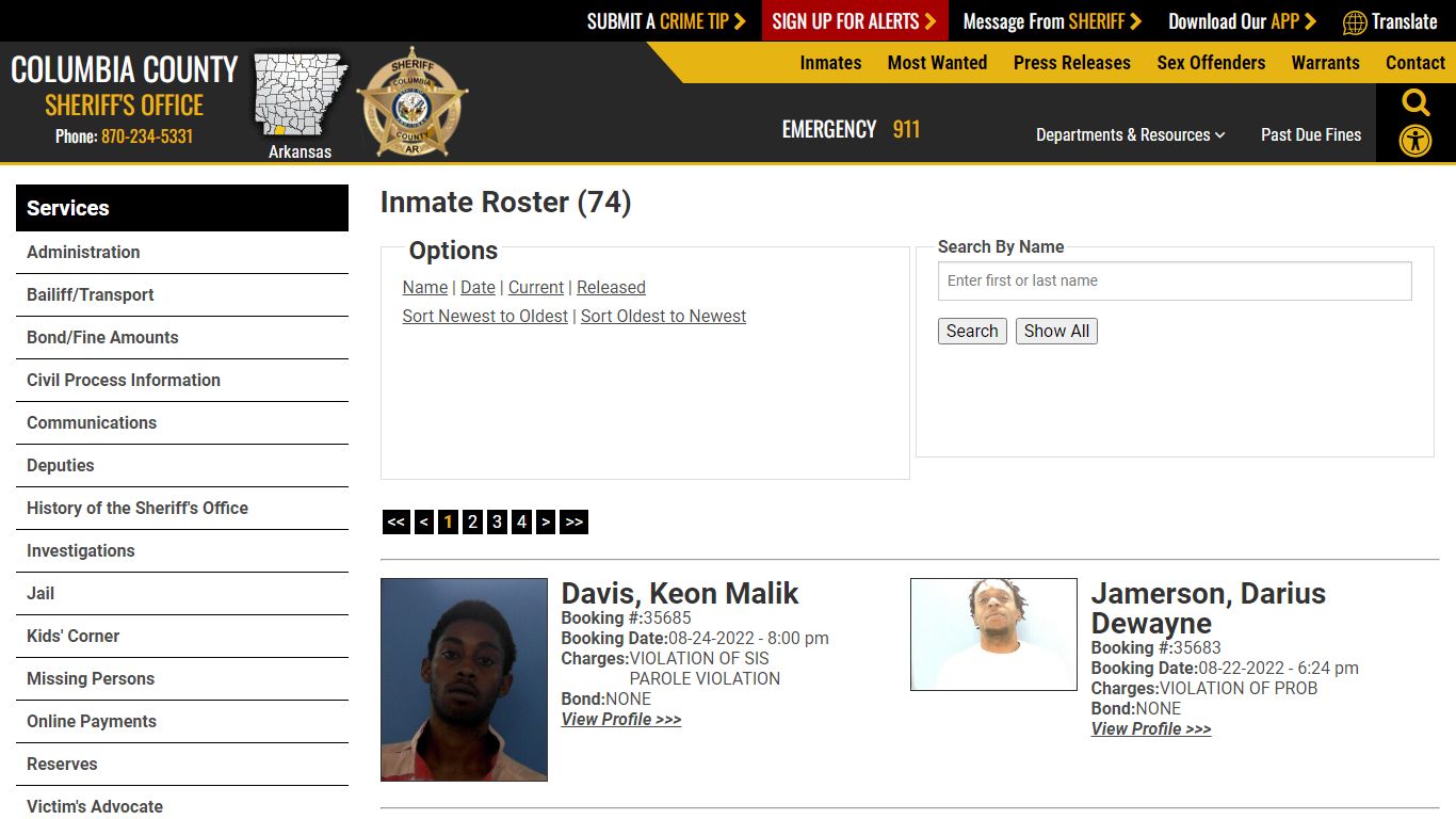 Inmate Roster (64) - Columbia County Sheriff AR